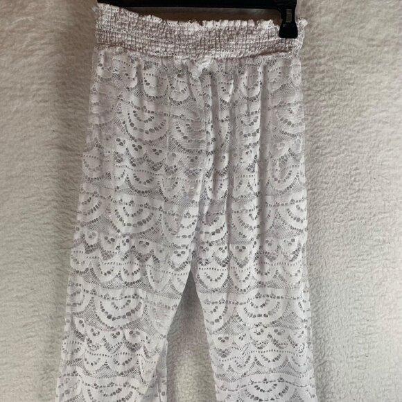 Miken Junior's Scalloped Hem Solid Crochet White Swim Cover Up Pants Size XS NWT - Picture 12 of 16